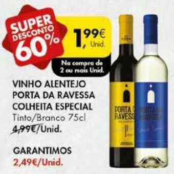 Pingo Doce Vinho Alentejo Porta da Ravessa Colheita Especial 75cl promoção