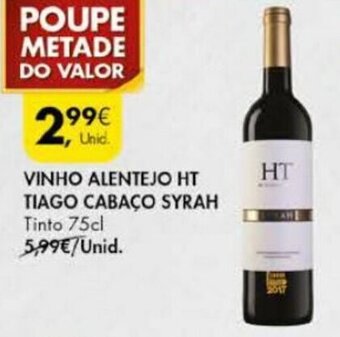 Pingo Doce Vinho Alentejo HT Tiago Cabaço Syrah 75cl promoção