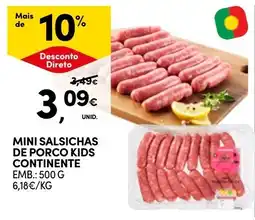 Continente Mini Salsichas de Porco Kids Continente promoção