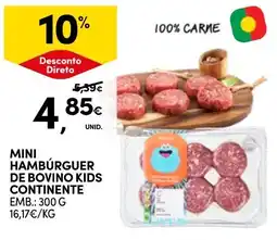 Continente Mini hambúrguer de bovino kids continente promoção