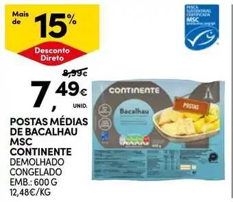 Continente Postas médias de bacalhau msc continente promoção