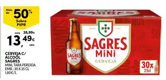 Cerveja c/ álcool sagres mini