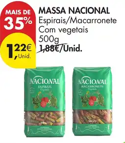 Pingo Doce Massa nacional espirais/macarronete com vegetais promoção