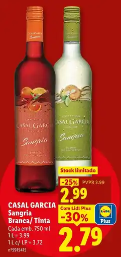Lidl Casal Garcia Sangria Branca/ Tinta promoção