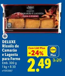 Lidl Deluxe rissóis de camarão e lagosta para forno promoção