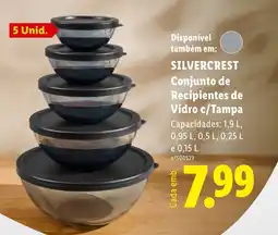 Lidl silvercrest conjunto de recipientes de vidro c/tampa promoção