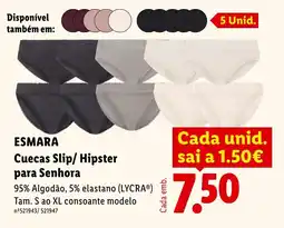 Lidl esmara cuecas slip/hipster para senhora promoção