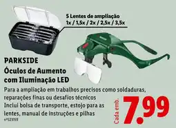 Lidl Parkside óculos de aumento com iluminação led promoção