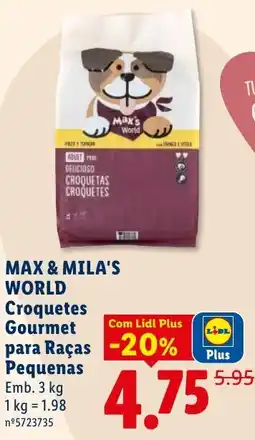 Lidl max & mila's world croquetes gourmet para raças pequenas promoção