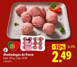 Lidl Almôndegas de Porco promoção