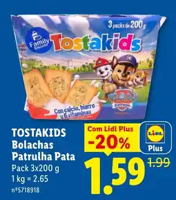 Lidl Tostakids Bolachas Patrulha Pata promoção