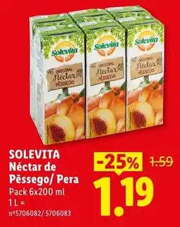 Lidl Solevita Néctar de Pêssego/ Pera promoção