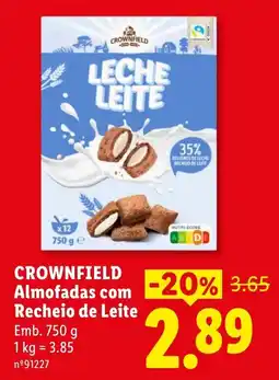 Lidl Crownfield almofadas com recheio de leite promoção
