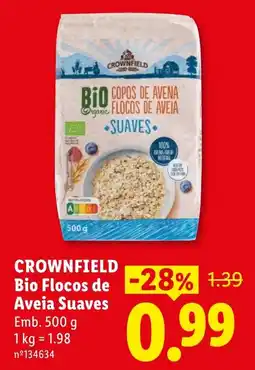 Lidl Crownfield bio flocos de aveia suaves promoção