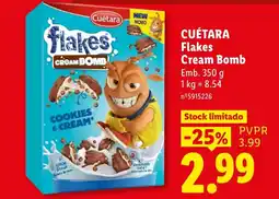 Lidl Cuétara flakes cream bomb promoção