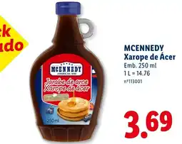 Lidl McKennedy xarope de ácer promoção