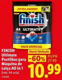 Lidl Finish ultimate pastilhas para máquina de loiça all in 1 promoção