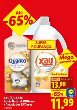 Lidl Xau/ Quanto Sabão Natural 110 Doses + Amaciador 95 Doses promoção