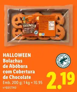 Lidl Halloween bolachas de abóbora com cobertura de chocolate promoção