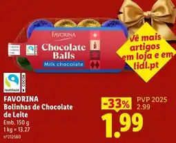 Lidl favorina bolinhas de chocolate de leite promoção