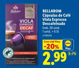 Lidl Bellarom Cápsulas de Café Viola Espresso Descafeinado promoção