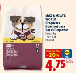 Lidl max & mila's world croquetes gourmet para raças pequenas promoção