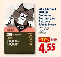 Lidl max & mila's world croquetas gourmet para gato com salmão fresco promoção