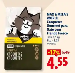 Lidl max & mila's world croquetas gourmet para gato com frango fresco promoção