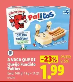 Lidl A VACA QUE RI Queijo Fundido Palitos promoção