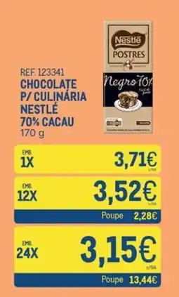 Makro Chocolate p/ culinária nestlé 70% cacao promoção