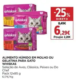 Supercor alimento húmido em molho ou gelatina para gato whiskas promoção