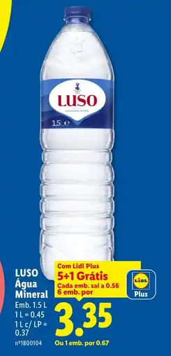 Lidl Luso Água Mineral promoção
