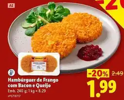 Lidl com - hamburguer de frango com bacon e queijo promoção
