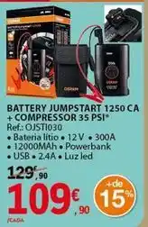 E.Leclerc Crivit - battery jumpstart 1250 ca + compressor 35 psi promoção