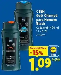 Lidl Cien - gel/champo para homem black promoção