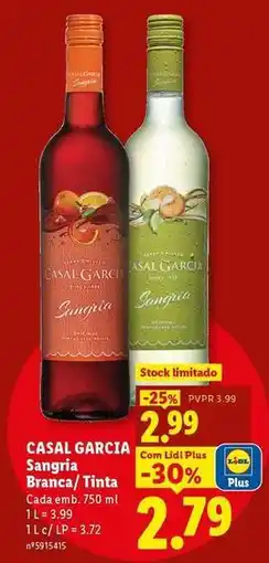 Lidl Casal garcia - sangria branca/ tinta promoção