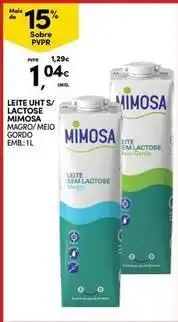 Continente Bom dia Mimosa - leite uht s/ lactose promoção