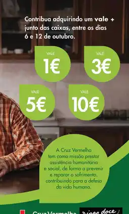 Pingo Doce Cruz - contribua adquiriño um vale + junto das caixas, entre os dias 6 e 12 de outubro promoção