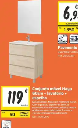 Obramat Conjunto móvel haya + lavatório + espelho promoção