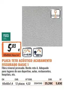 Obramat placa teto acústico acabamento fissurado basic 1 promoção