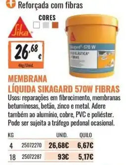Obramat Membrana líquida sikagard 570w fibras promoção