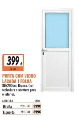 Obramat Porta com vidro lacada 1 folha promoção