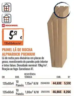 Obramat Painel lã de rocha alpharock premium promoção