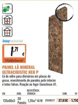 Obramat Painel lã mineral ultracoustic neo p promoção