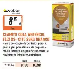 Obramat Cimento cola webercol flex xs+ cite 25kg branco promoção