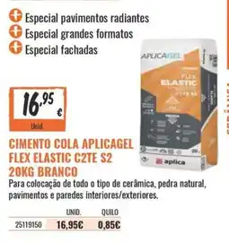 Obramat cimento cola aplicagel flex elastic c2te s2 promoção