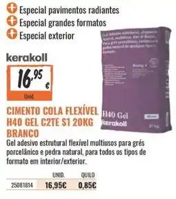 Obramat Cimento cola flexível h40 gel c2te s1 branco promoção