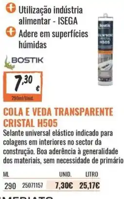 Obramat Cola e veda transparente cristal h505 promoção