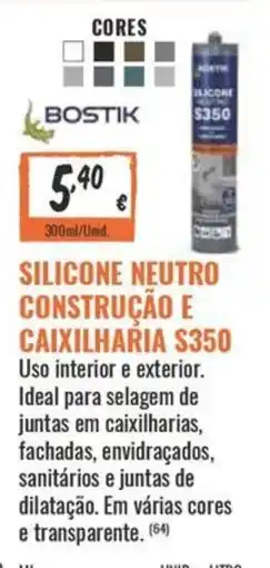 Obramat Bostik silicone neutro construção e caixilharia s350 promoção