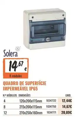 Obramat Solera quadro de superfície impermeável ip65 promoção